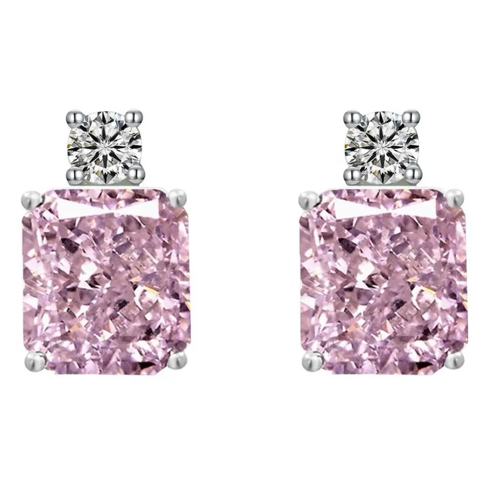3.5ct Pink Sapphire Radiant Cut Earrings - Picture 3 of 15